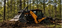 Skid steer clearing wooded property