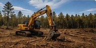 Excavator on cleared site